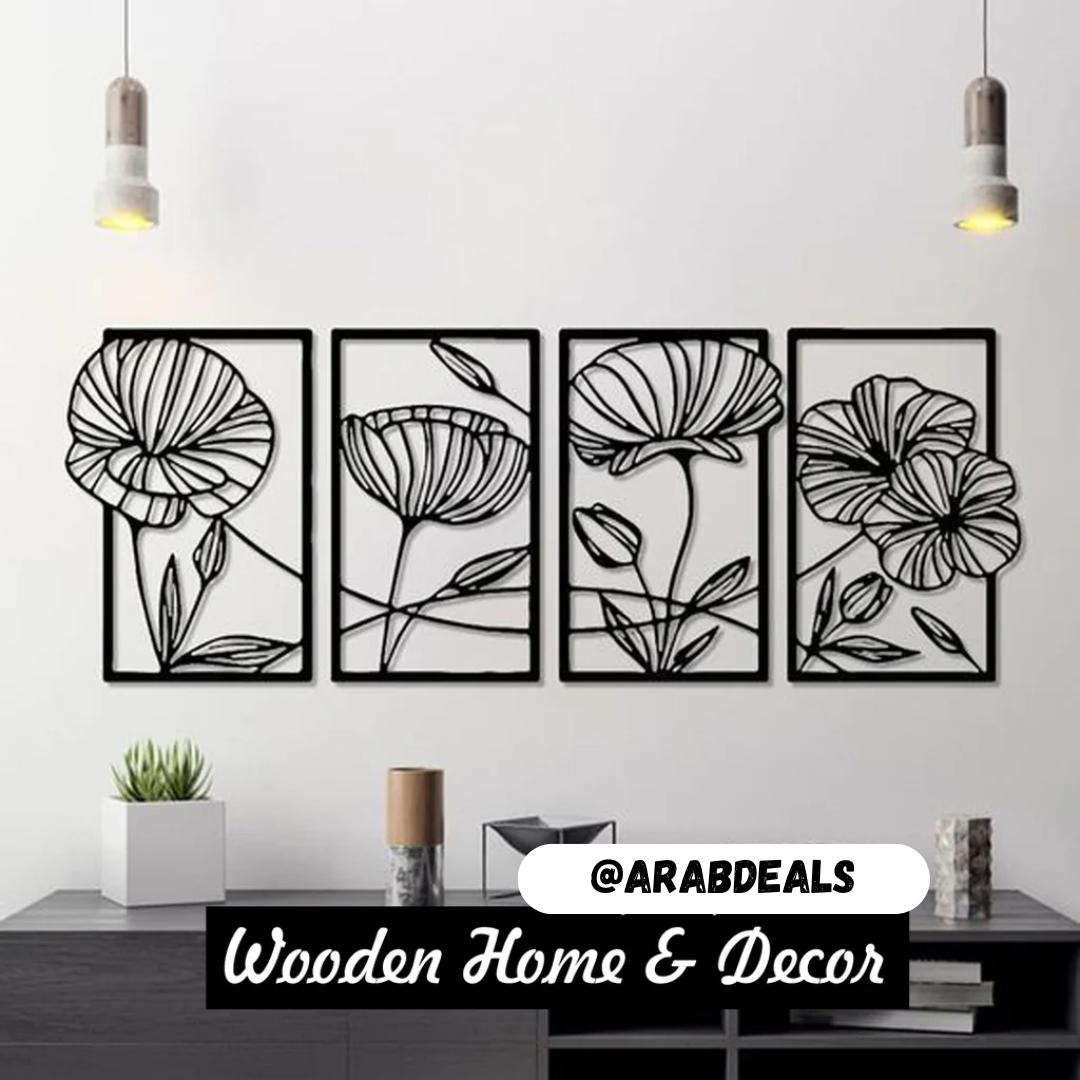 4 Panel Tree Wooden Wall Art